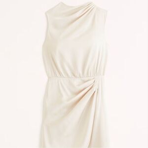 Abercrombie Dress Women’s Size Large Tall Satin Draped High-Neck Mini Dress